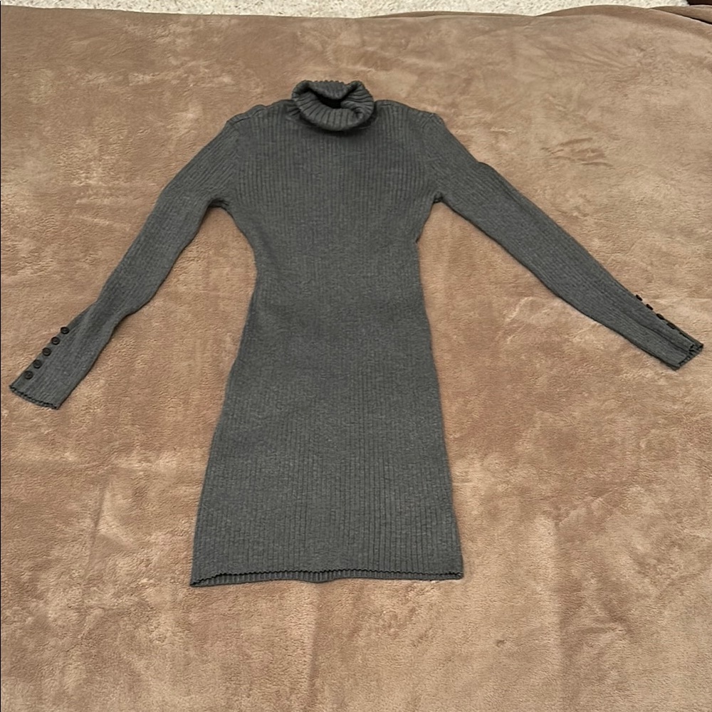 Hippie Rose Gray Mock Neck Bodycon Dress